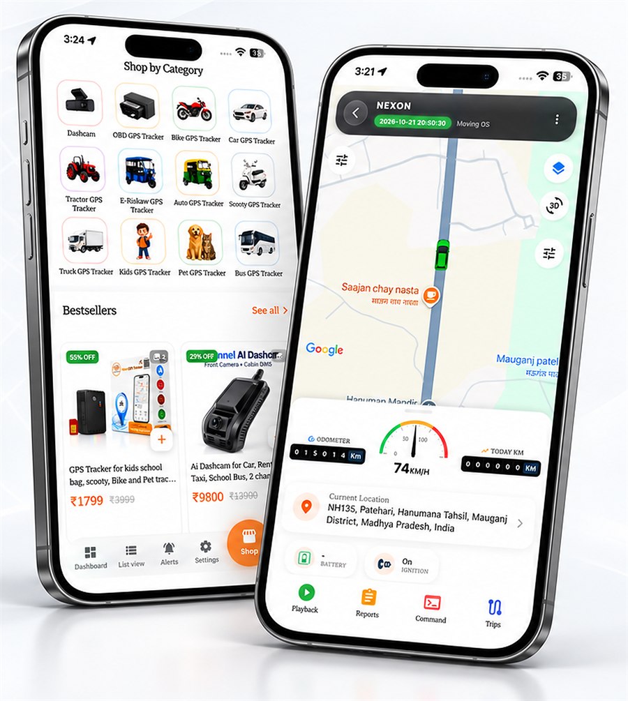 Hype GPS app — shop and live vehicle tracking screens