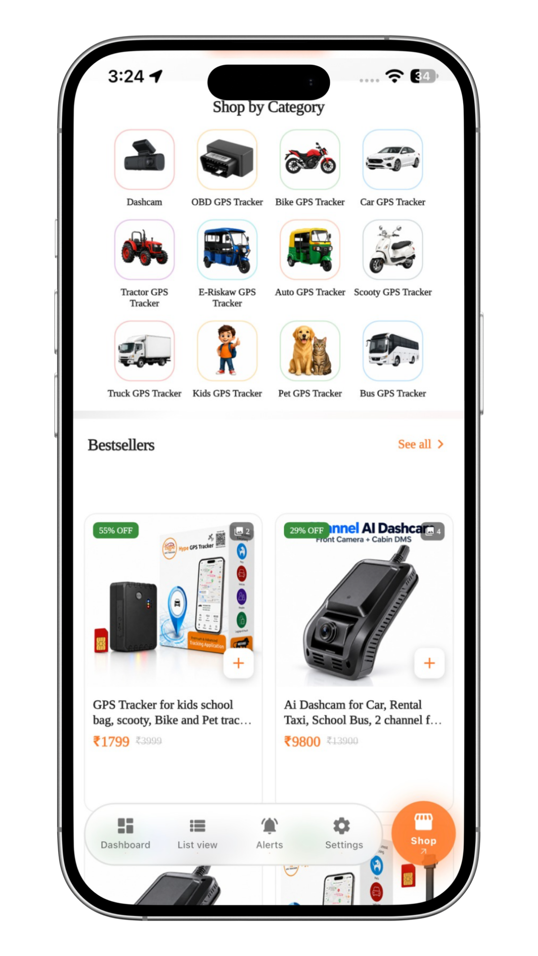 Hype GPS app — Shop by category